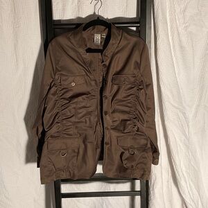 Marc Bouwer Chocolate Utility Jacket With Gathered Accents NWOT